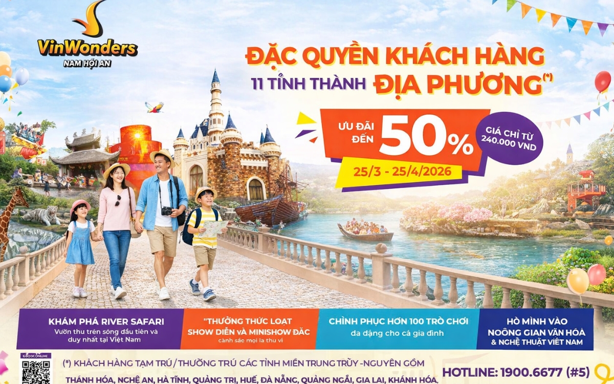 VinWonders Nam Hội An giảm sốc đến 50% giá vé
