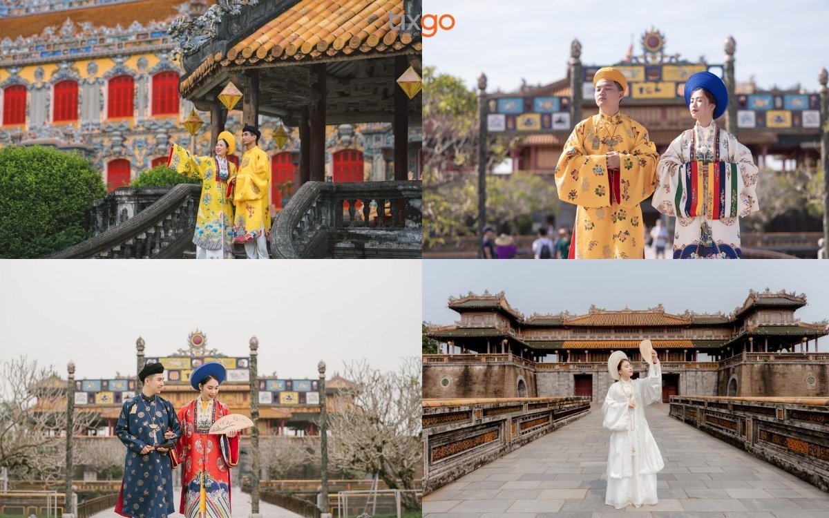 Cổ phục truyền thống kết hợp cùng bối cảnh cổ xưa bản đồ đại nội huế