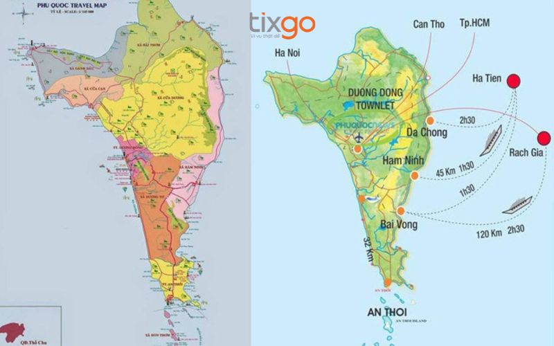 bản đồ du lịch Phú Quốc
