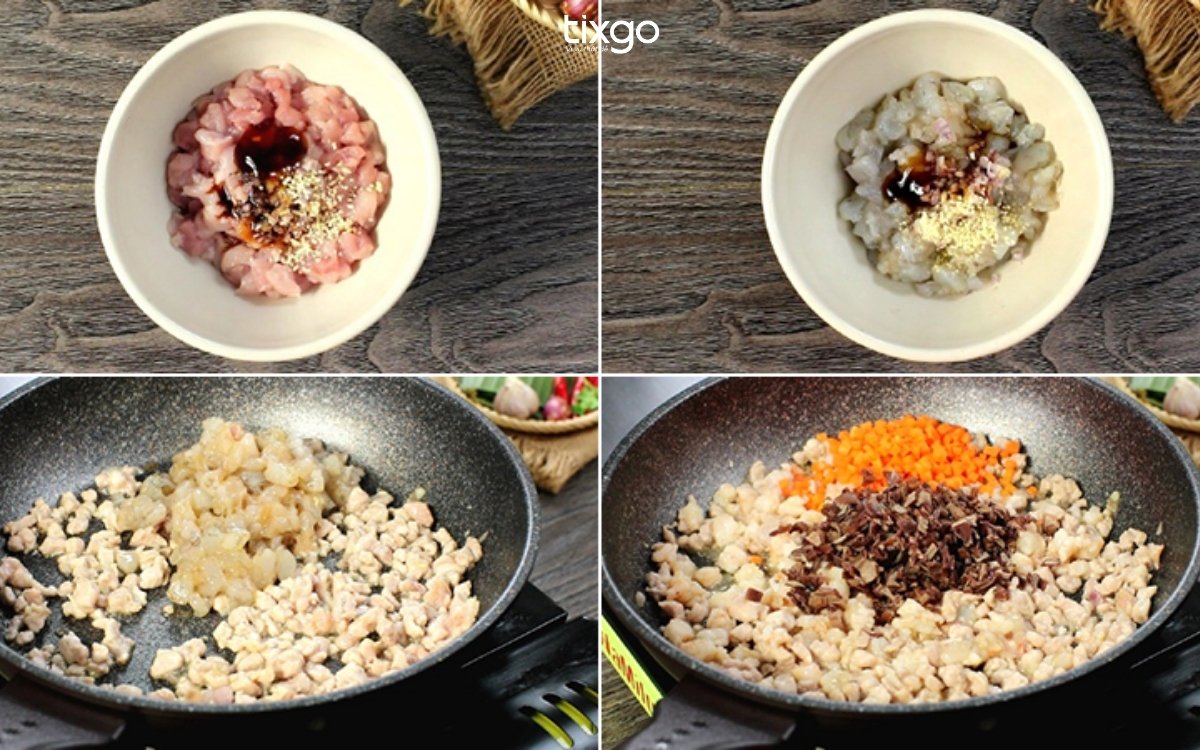 bánh ít tôm thịt huế Sơ chế nguyên liệu làm món bánh ít Huế