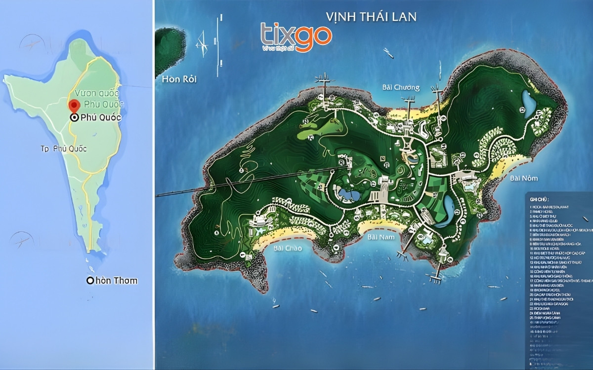 cách đi ra Hòn Thơm Phú Quốc Hòn Thơm nằm ở phía nam của đảo Phú Quốc
