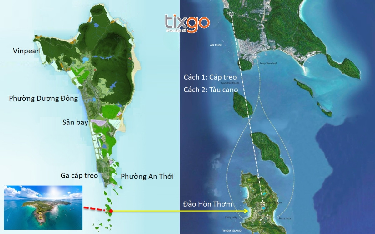 cách đi ra Hòn Thơm Phú Quốc Có 2 cách đi ra Hòn Thơm Phú Quốc: Cáp treo và Tàu cano