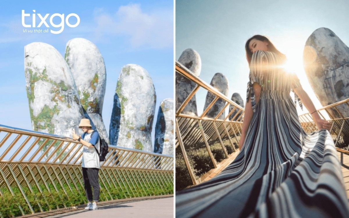 Góc chụp với "đôi bàn tay khổng lồ" tại Cầu Vàng Góc chụp với "đôi bàn tay khổng lồ" tại Cầu Vàng
