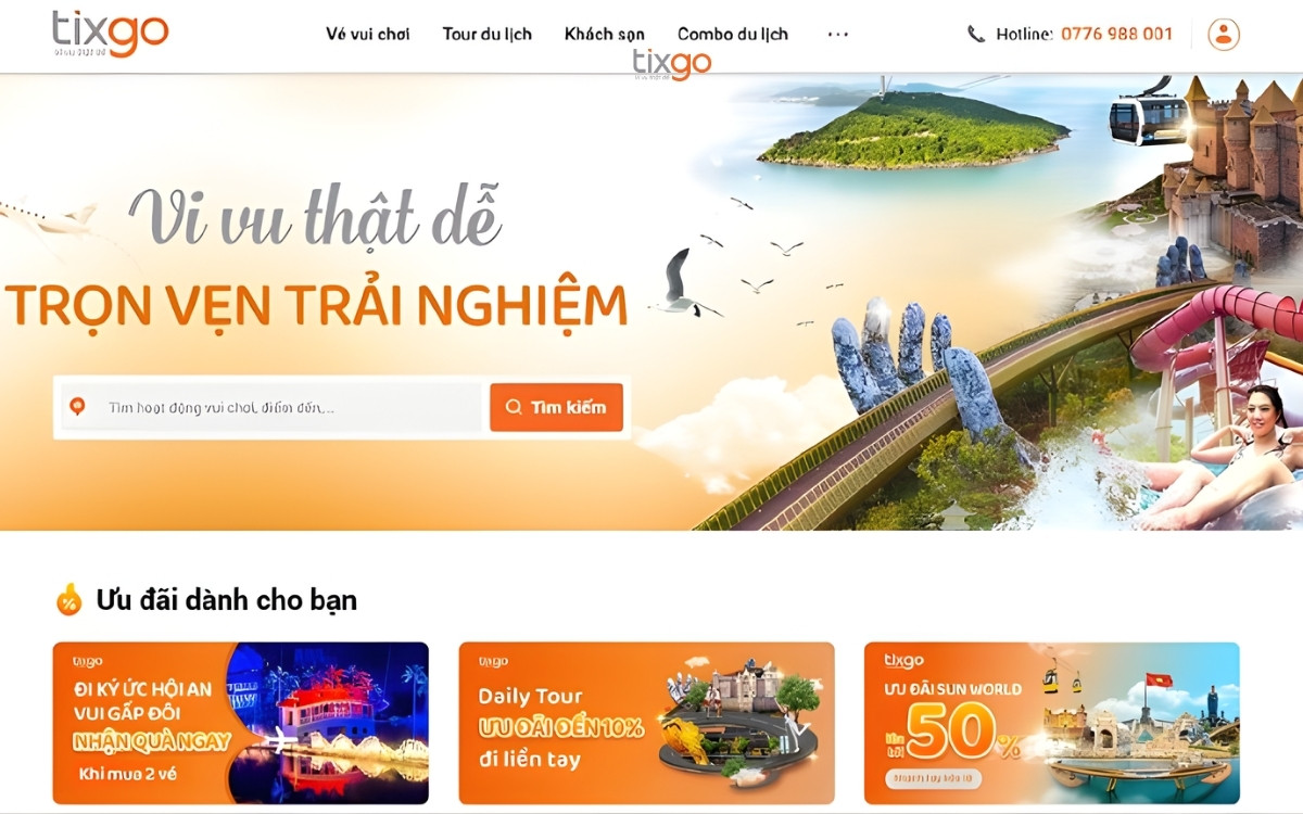 Tixgo cung cấp đa dạng tour, giá tốt, dễ đặt 