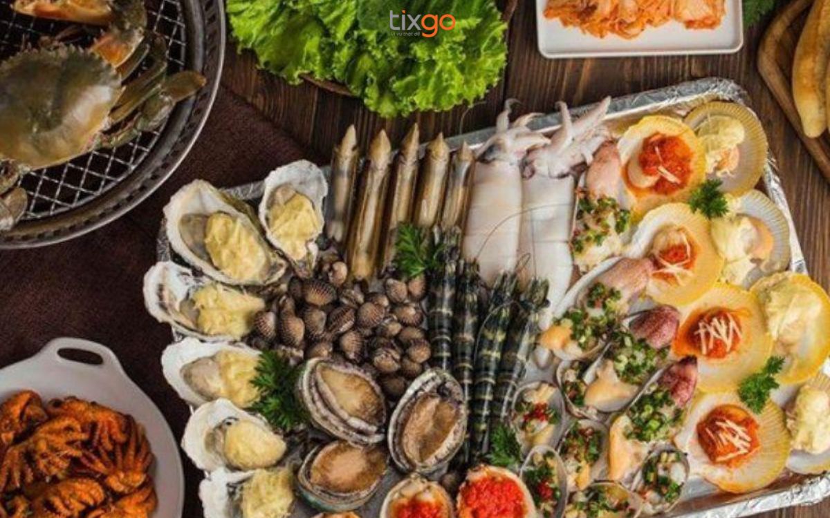 Hải sản nướng được nhiều du khách yêu thích khi đến An Thới