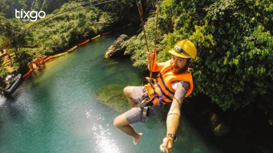 Thử thách mạo hiểm với hệ thống đu dây Zipline tại Hòa Phú Thành
