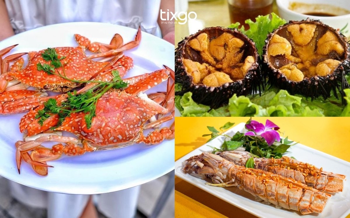 Các món hải sản tươi sống được đánh bắt tại chỗ