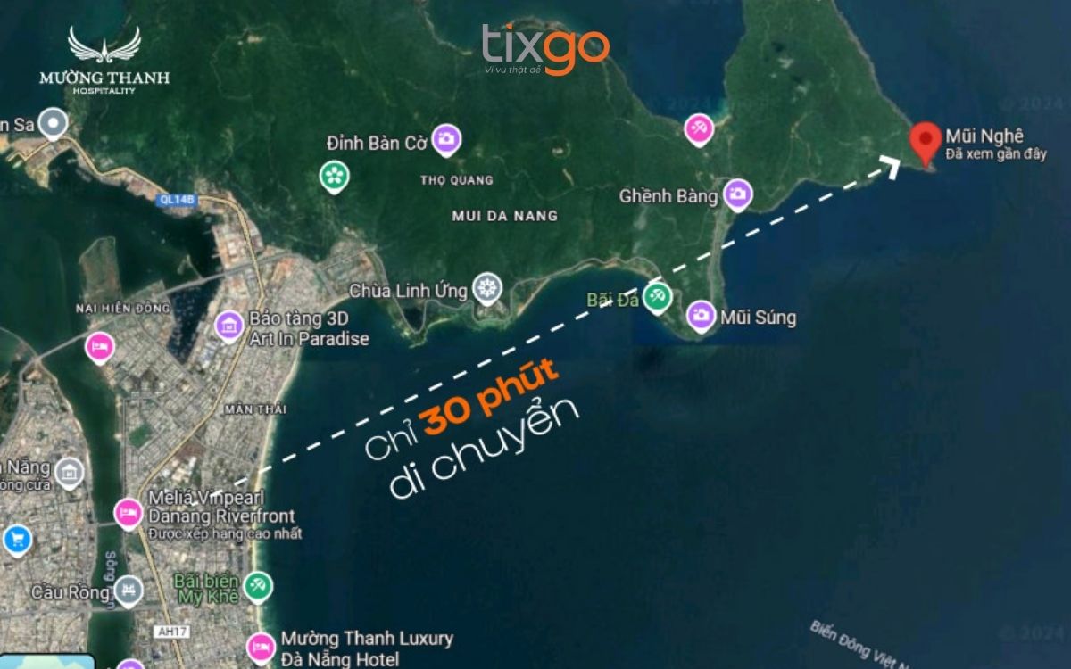 Vị trí của Mũi nghê Đà Nẵng Vị trí của Mũi nghê Đà Nẵng