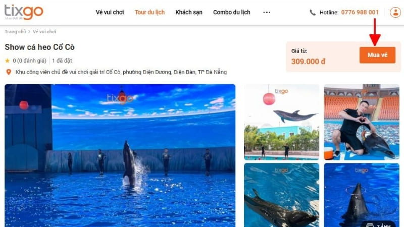 Hướng dẫn đặt vé Show cá heo Cổ Cò tại Tixgo