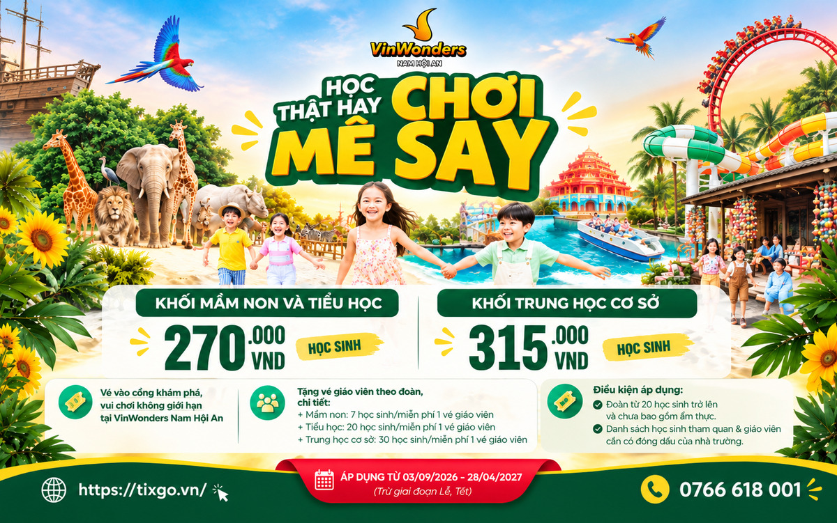 Ưu đãi vé học sinh vinwonders nam hội an Ưu đãi vé học sinh vinwonders nam hội an
