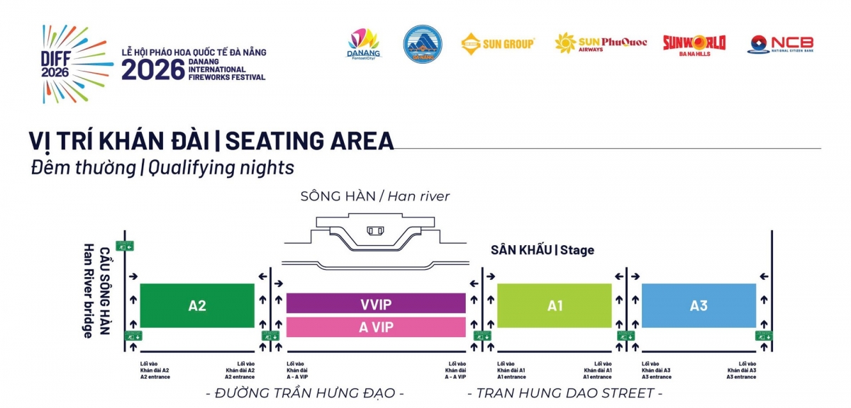 Vị trí khán đài Diff 2026 đêm thường Vị trí khán đài Diff 2026 đêm thường