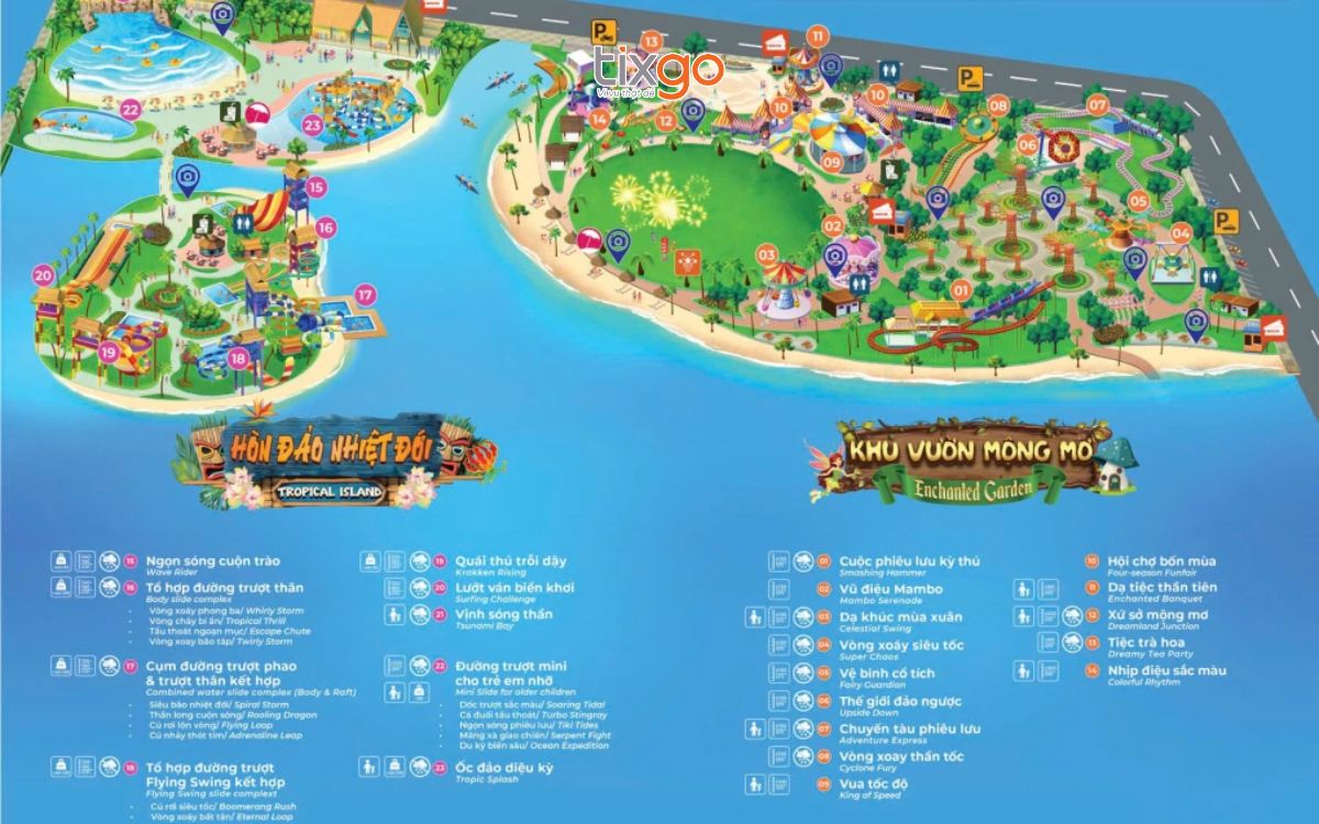 Bản đồ tổng thể công viên giải trí tại Công viên Grand Park